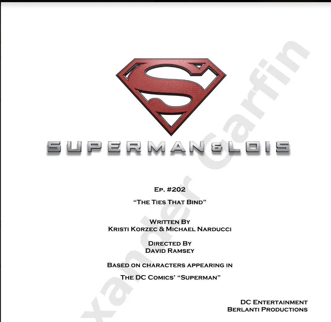 A superman movie script cover with the title and logo.